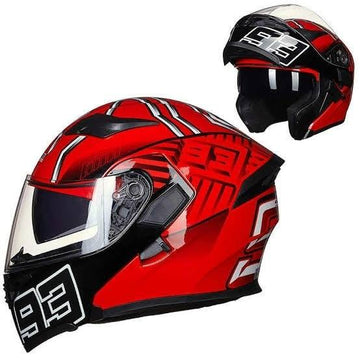 JEIKAI Red Flip Up Modular Helmet – Full Face Motorcycle Helmet
