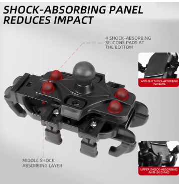 Shockproof Mobile Holder – Handle Fitting | Shock-Absorbing Motorcycle Mobile Stand