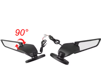 Wind Wings LED Fairing Side View Mirrors – Small Size (SM-10) | Stylish Motorcycle Mirrors with Built-in Indicators