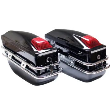 Motorcycle Universal Side Boxes with Brake Light | Waterproof Storage Case for Bikes