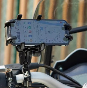 HJG Shockproof Motorcycle Mobile Holder – Shock Absorbing Phone Stand for Handlebars