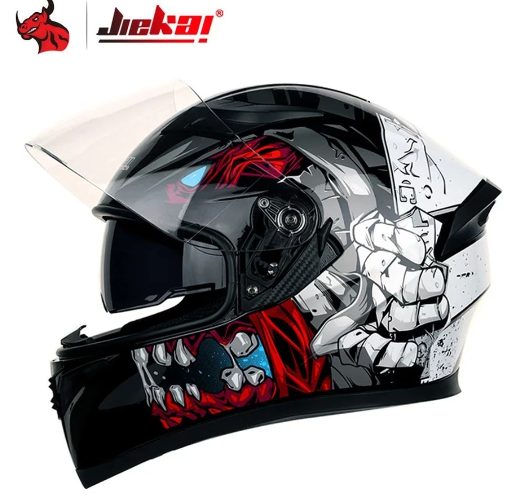 Jiekai JK 316 Jaw White Flip Up Helmet – DOT Certified, Dual Visor, Bluetooth Ready