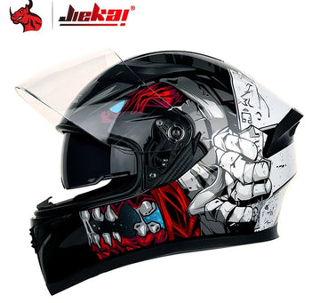 Jiekai JK 316 Jaw White Flip Up Helmet – DOT Certified, Dual Visor, Bluetooth Ready