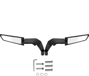 Wind Wings LED Side View Mirrors – Large Size (SM-24) | Stylish Motorcycle Mirrors with Built-in LED Indicators