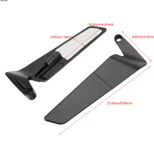 Wind Wings LED Side View Mirrors – Large Size (SM-24) | Stylish Motorcycle Mirrors with Built-in LED Indicators