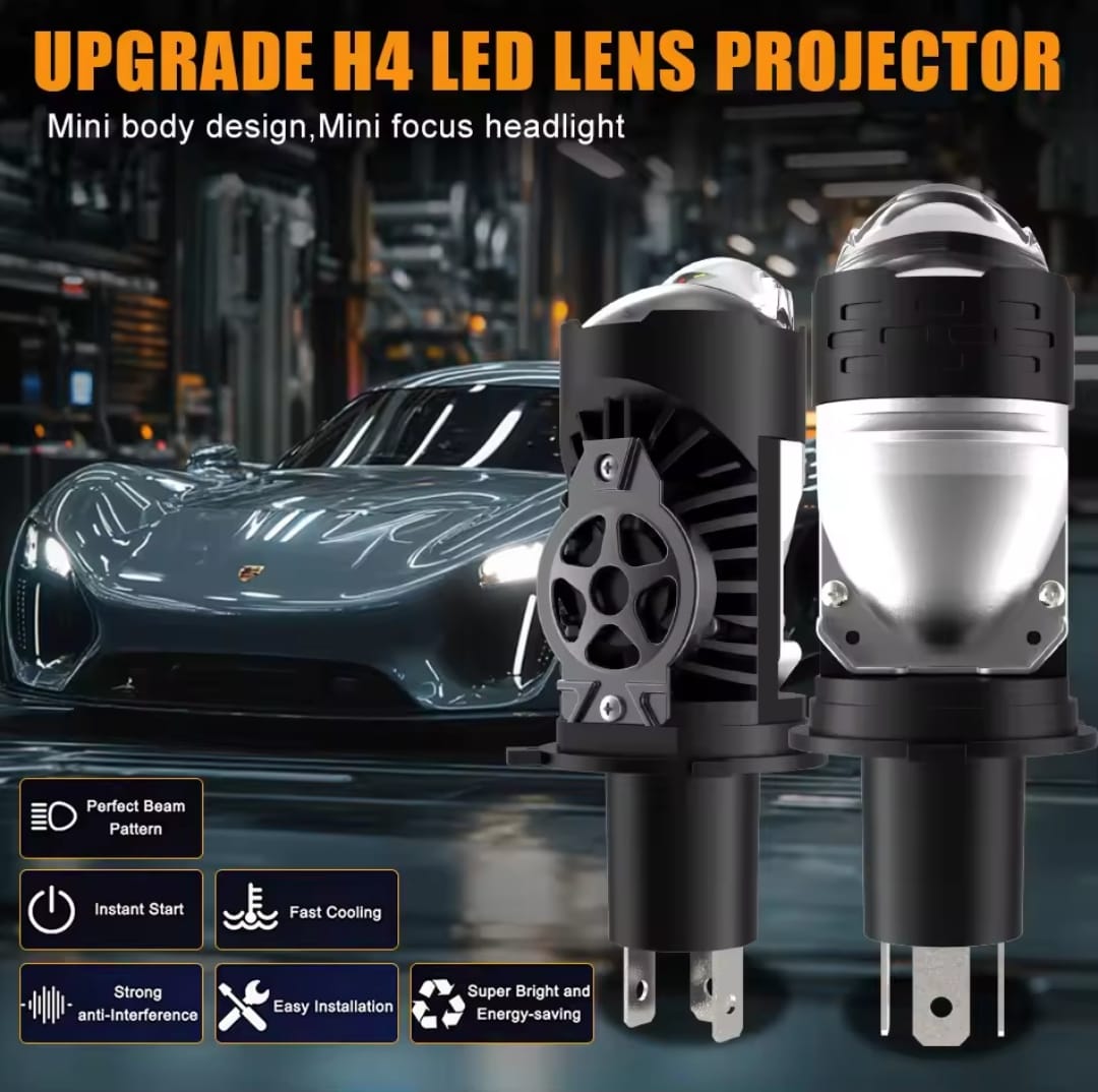 H4 High Power LED Projector Headlight (6000LM) | Super Bright Motorcycle & car Bulb (1 Piece)