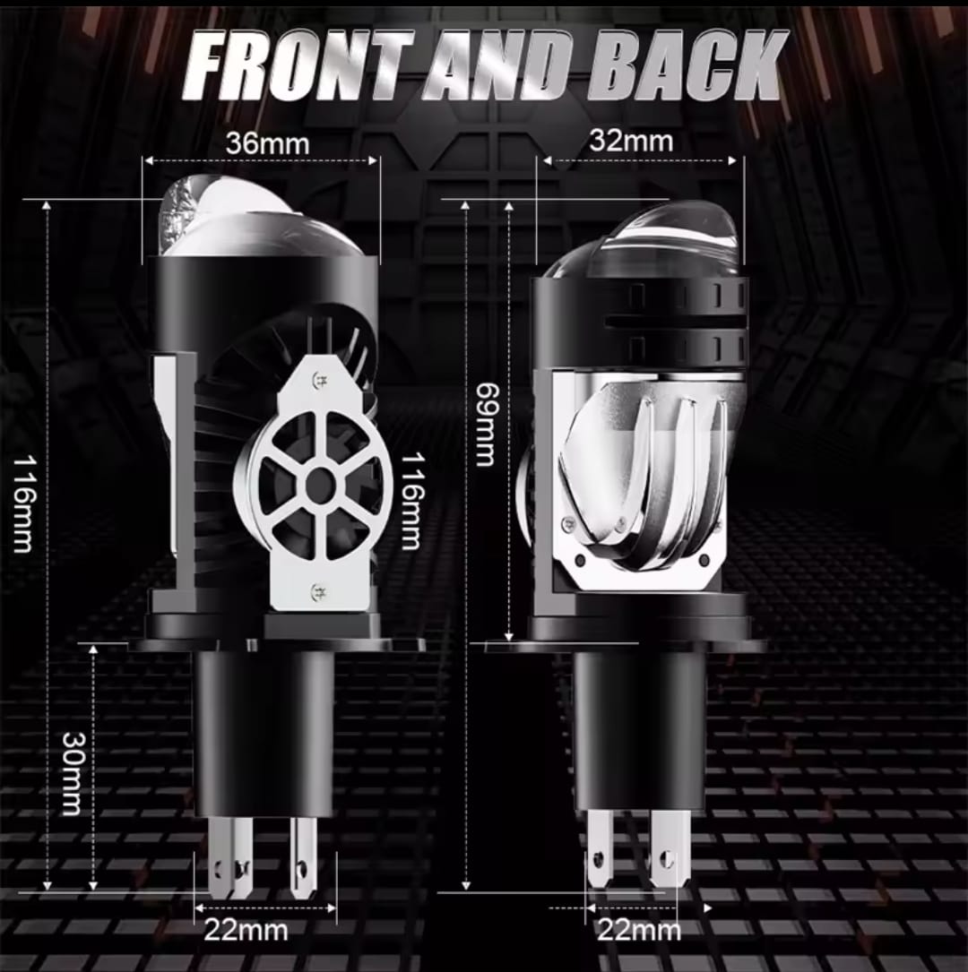 H4 High Power LED Projector Headlight (6000LM) | Super Bright Motorcycle & car Bulb (1 Piece)