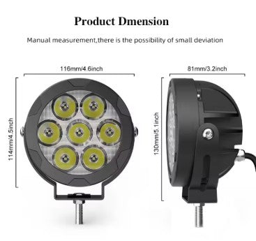 HJG 7 LED Auxiliary Lights (EL-08) – 140W High-Power External LED with Removable Lens