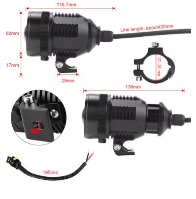 Kenzo KZ-30 Zoom Adjustable Projector (EL-13) – High-Focus Auxiliary LED for Motorcycles