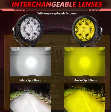 7 LED Motoflash Auxiliary Lights (EL-20) – 100W High-Power External LED with Removable Lens