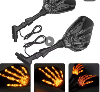 Skeleton Side View Mirrors (SM-21) – Unique Motorcycle Rear View Mirrors with Bone Hand Design
