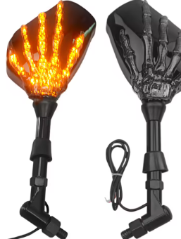 Skeleton Side View Mirrors (SM-21) – Unique Motorcycle Rear View Mirrors with Bone Hand Design