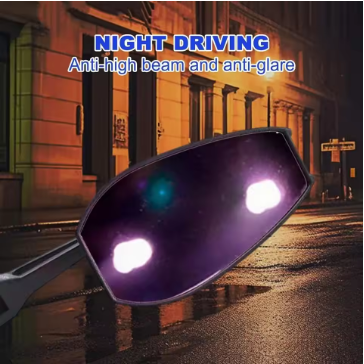 Side View Mirror – Blue Glass Anti-Glare Motorcycle Rear View Mirrors (Universal Fit)