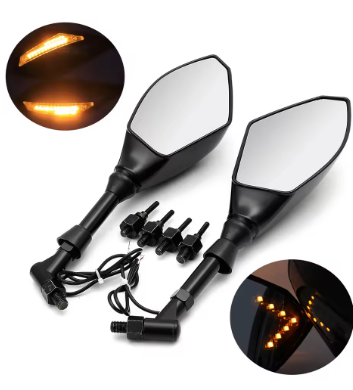 LED Side View Mirrors (SM-18) | Stylish & Bright Motorcycle Rear View Mirrors