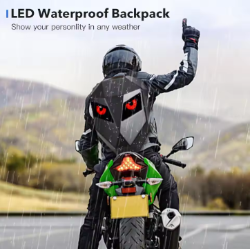 LED Eye Animation Riding Backpack RB-01 | Smart LED Motorcycle Riding Bag