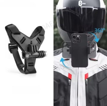 Helmet Chin Mount Strap Holder – Universal Mobile & Action Camera Mount for Riders