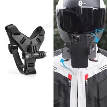 Helmet Chin Mount Strap Holder – Universal Mobile & Action Camera Mount for Riders
