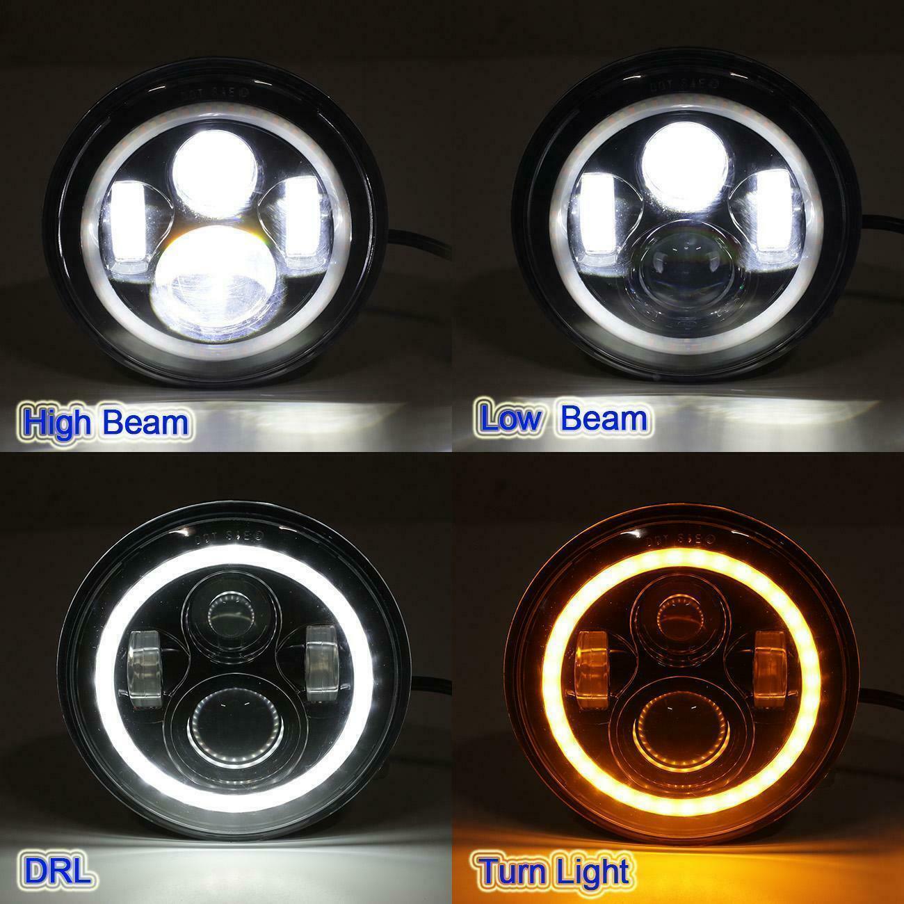 7″ Round LED Headlight with 4 Projectors, DRL & Angel Eyes | Universal Fit for Bikes & Jeeps