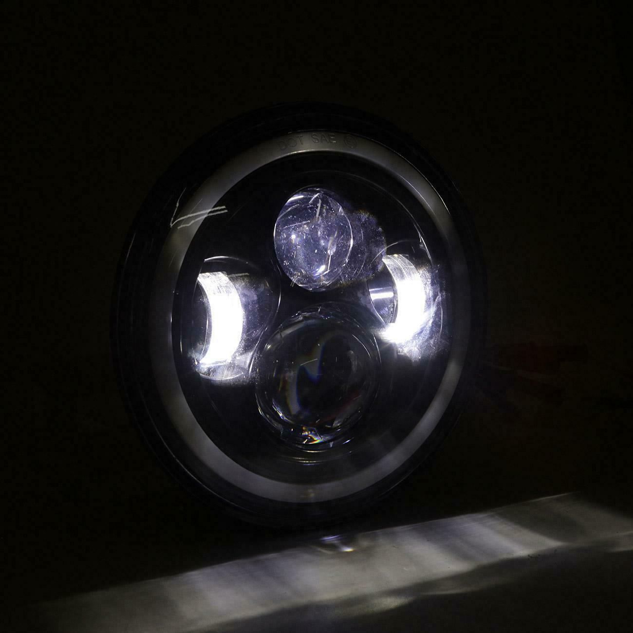 7″ Round LED Headlight with 4 Projectors, DRL & Angel Eyes | Universal Fit for Bikes & Jeeps