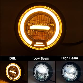 6.5″ Round Metal Motorcycle Headlight | Classic Universal Bike Headlamp