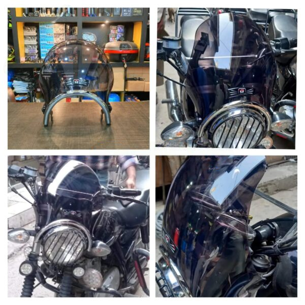 Universal Bike Windshield – Smoke Finish with Headlight Guard