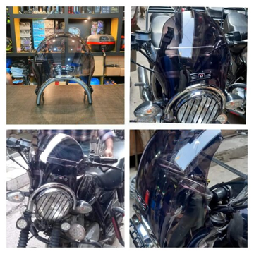 Universal Bike Windshield – Smoke Finish with Headlight Guard