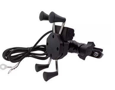 X Mobile Holder with Charger – 2-in-1 Motorcycle Phone Mount with USB Charging Port