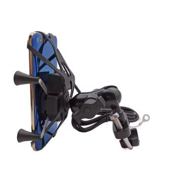 X Mobile Holder with Charger – 2-in-1 Motorcycle Phone Mount with USB Charging Port